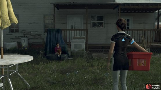 Take the clothes from the line outside and speak to Alice