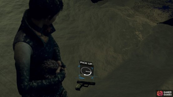 Find the gun on the ground