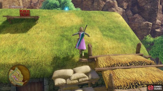 use the crates to leap on to the shed by using the crates to reach this chest and Sparkly Spot.