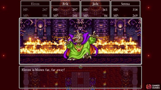 Bazoom will remove a party member from combat for a few turns