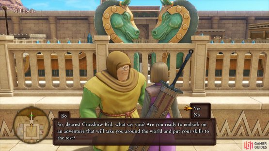 speak to Bo outside the Palace to begin the Crossbow Kid challenge.