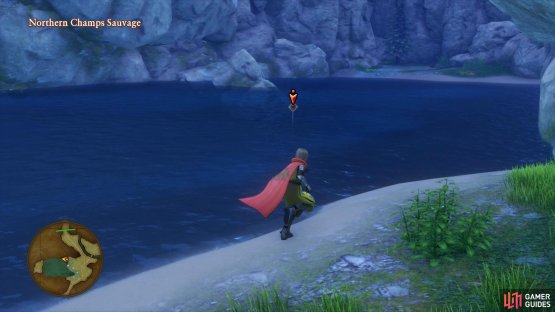 when you return to the north, look in the lake to spot another Crossbow Target.