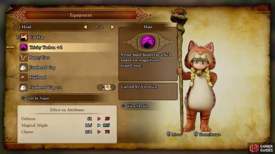equip this with the Cat Hat purchased from the shop to change Veronica&rsquo;s appearance.