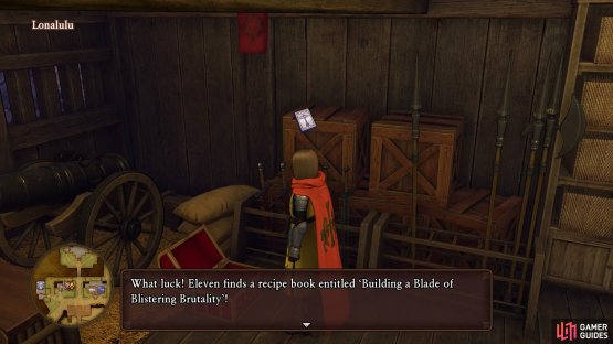 while the second will be stashed in a chest behind the counter of the Weapons shop.