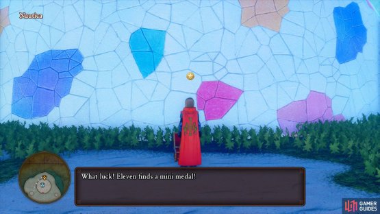 There&rsquo;s a chest with a Mini Medal behind the Church