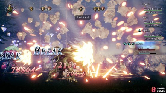 Olberic can make grinding easy with the low HP Last Stand build