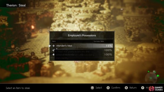 Stealing this mask is the hardest option to continue the story