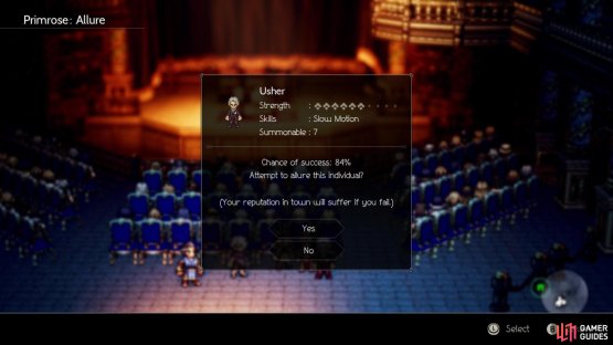If you need a summon for Primrose, the Ushers work in a pinch
