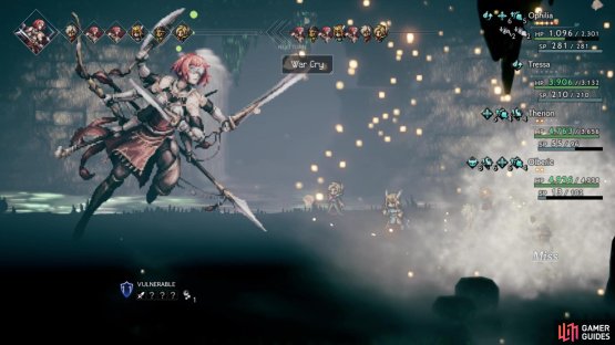 Winnehild will direct all six attacks on the Warrior instead of the entire party