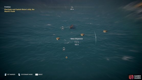 Use Ikaros to identify the precise location of Gyke&rsquo;s armband in the shipwreck.