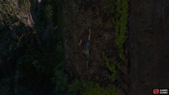Jump to the craggy wall