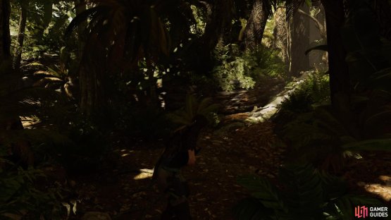 Go right to jump into the tree-canopy