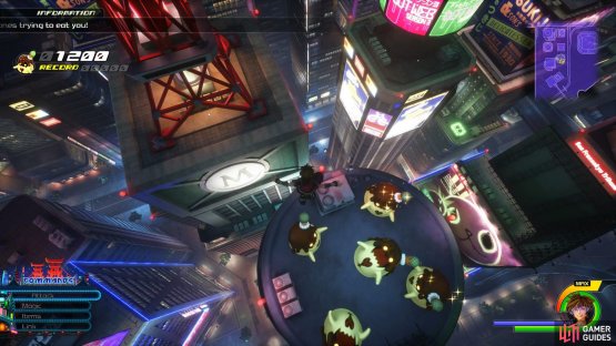 Bounce on the Flan with sparkles above it to move to another building