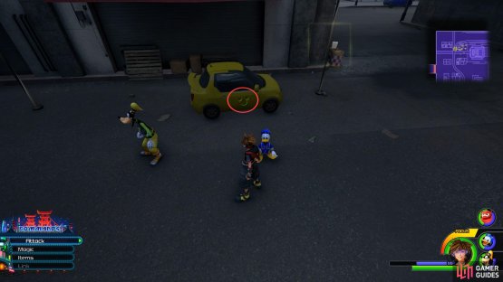Search the door on this taxi for a Lucky Emblem