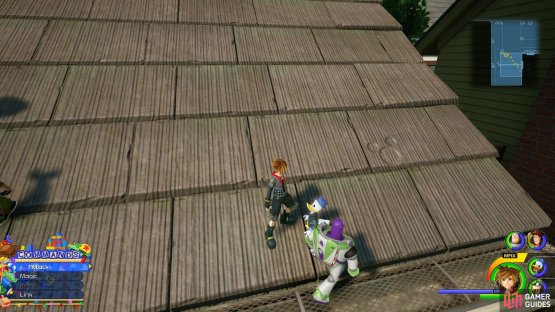 Look on the side of the roof facing the street for this Lucky Emblem