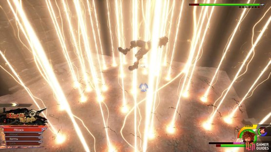 Larxene&rsquo;s Zigzag attack ends in a massive Thunder Storm.