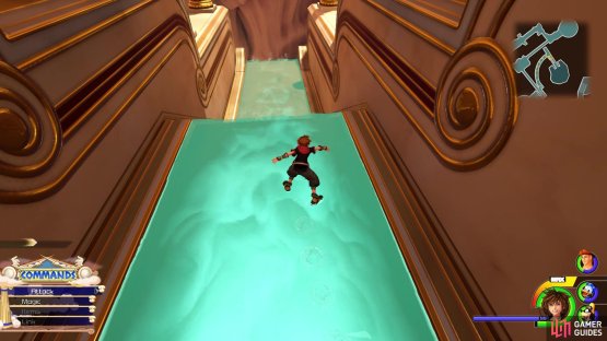 Let the water slide take you down a large pit