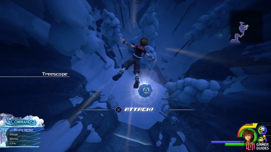Strike the ice while falling to reveal the chest