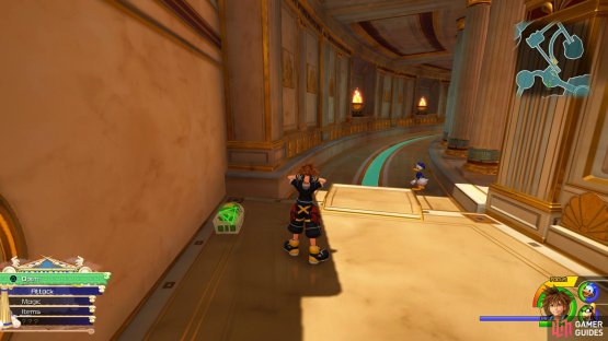 head up the stairs to the right to find this chest.