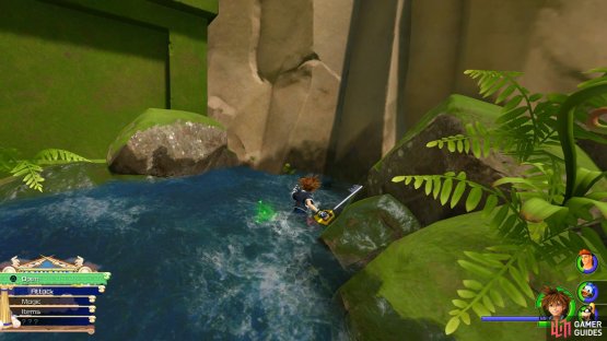 Search near the foot of the statue to find a hidden chest