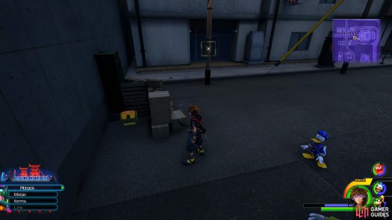 Search behind the boxes here to find this chest