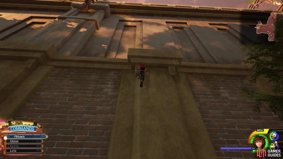 Climb up the wall by the entrance to the sewers
