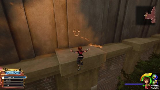 to find this emblem on the wall above