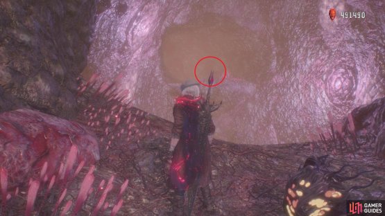 The fragment will be on the far ledge shown in the image