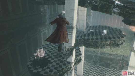 Use the platforms in the middle to get back to the top section