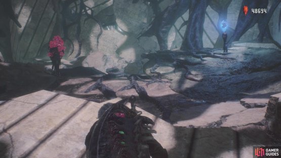 there is a ledge you can jump to that houses a Blue Orb Fragment