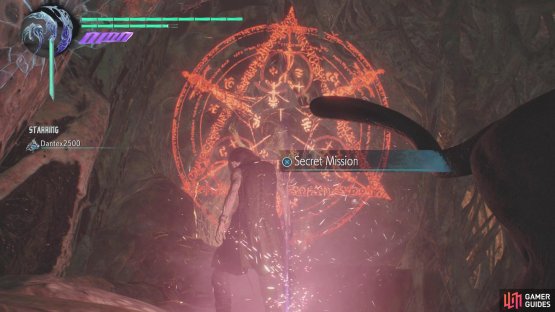 The red glow for the Secret Mission is behind the last blood clot