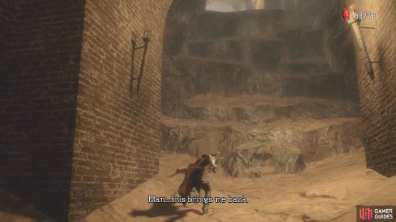 Hop up these stairs here
