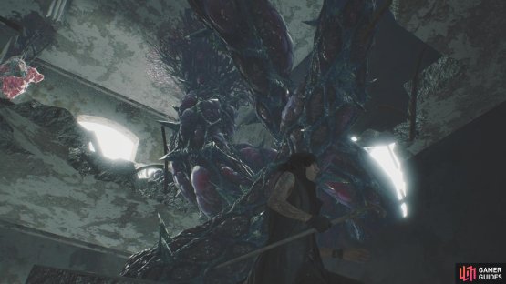 After placing the second Hatchling, jump through the hole in the ceiling