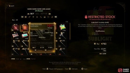 In the SubLight Dry Goods & Sundry shop you can buy the Sublight Plasma Knife