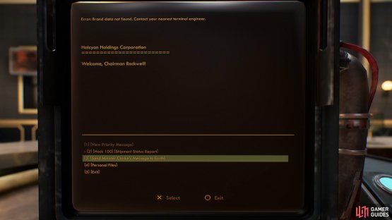 and send his data via Chairman Rockwell&rsquo;s terminal to finish it.