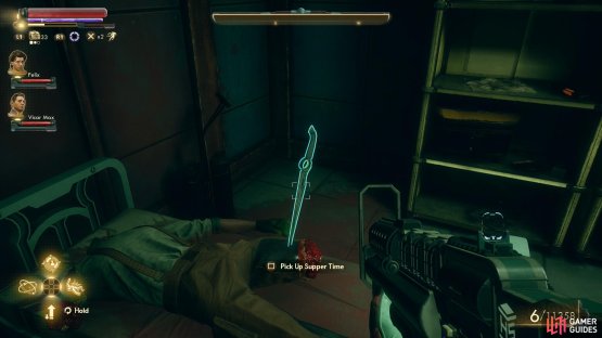 Be sure to grab the unique weapon Supper Time from the corpse.
