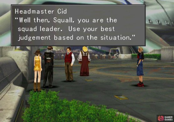 Get the debriefing for your first mission as a SeeD from Cid