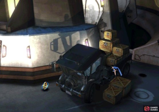 Climb a series of crates to reach the roof of the presidential palace