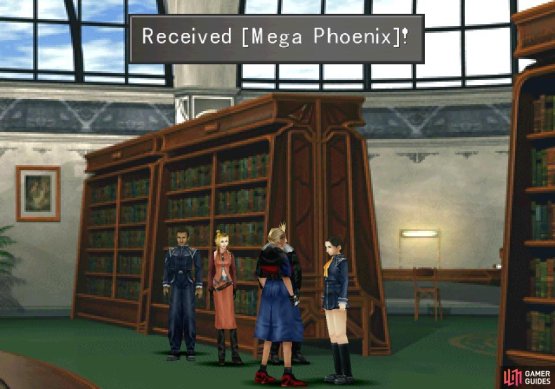 then talk to a girl within to get a Remedy if you don&rsquo;t have Zell with you, or a Mega Phoenix if you do