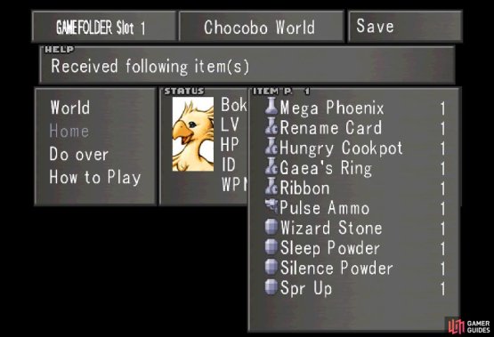 which you can use to gain impressive items from Chocobo World.