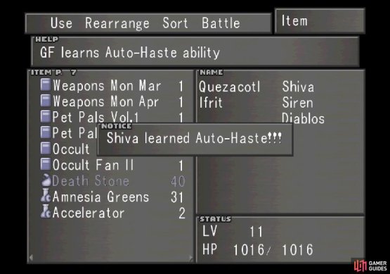 then use these Accelerators to teach three GFs the Auto-Haste ability