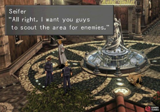 Once you reach the town square, obey Seifer&rsquo;s orders and avoid running down the street to the left