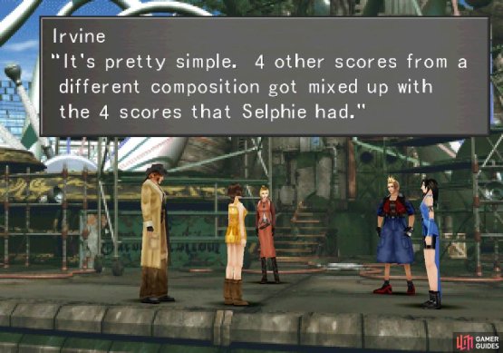 Irvine and Selphie will explain that you need to combine four instruments into a working composition