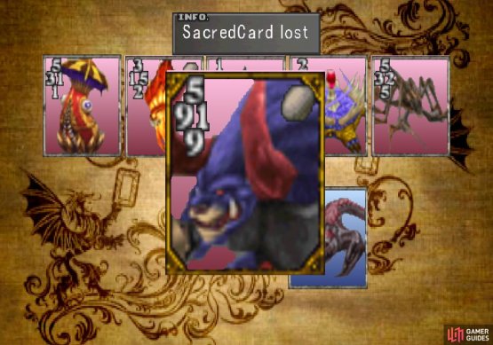 then drop the Sacred card to the Queen of Cards