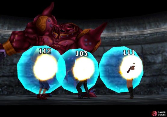 but can also use its Gigantic Sword attack to hit the entire party.