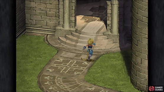 Head into this tower and go through the left door