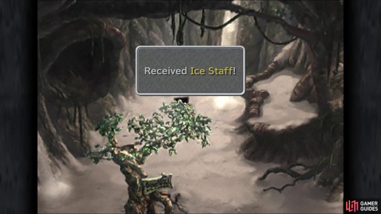 It&rsquo;s hard to see, but there is a chest with an Ice Staff hidden behind the tree