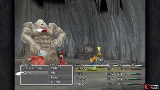 The Core is what you need to attack when facing a Sand Golem