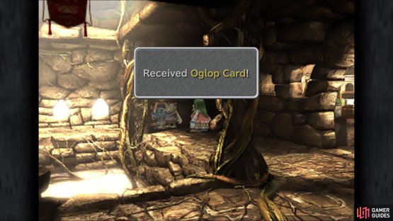 Bring the oglop back to this NPC in Conde Petie to get a Oglop Card