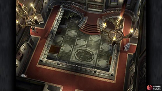 Stand on the right side on the second floor to lure Dojebon to run down the stairs
